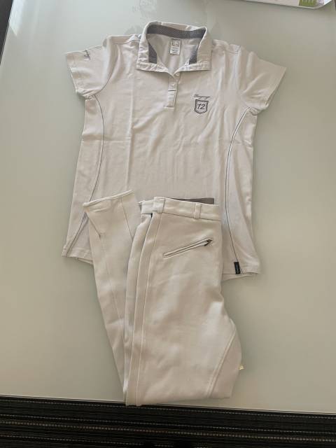 LOT : pantalon blanc et polo concours taille 40