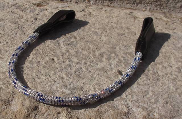 Frontal rond strass blancs et bleu roi