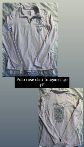 Polo rose clair fouganza t40