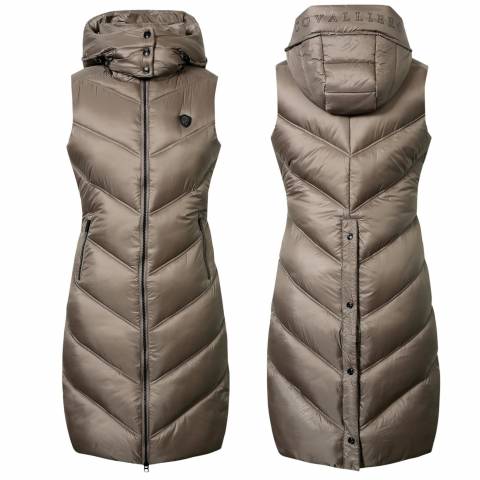 Manteau surpiqué sans manches pour dame taupe - Covalliero Hiver 2024