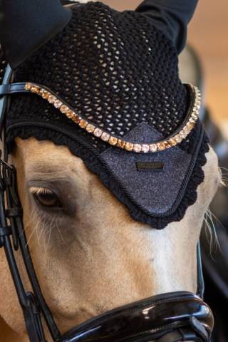 Bonnet anti-mouches All Black Glimmer - Equestrian Stockholm