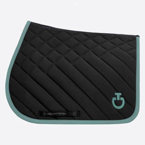 Tapis de selle Diamond et Lines Noir logo bleu - CAVALLERIA TOSCANA