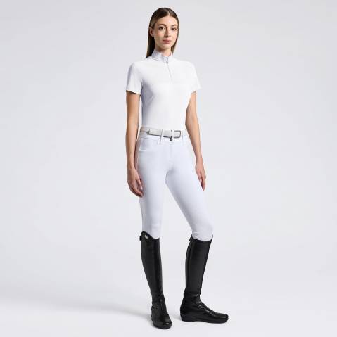 Polo de compétition Jersey zip Blanc - CAVALLERIA TOSCANA