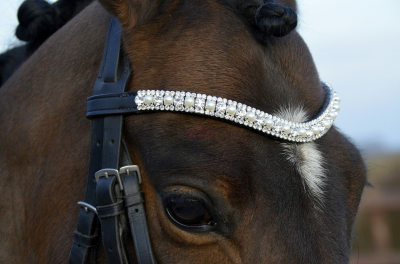 Frontal strass argent et perles