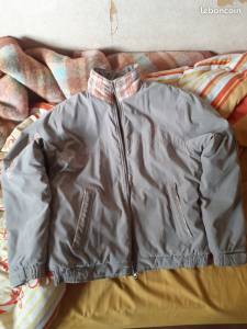 Blouson Equithème épais taille M gris/beige