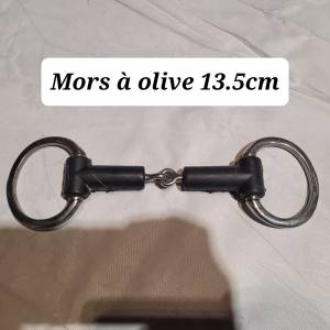 Mors à olive avec caoutchouc noir simple brisure 13,5cm