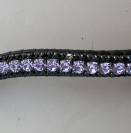 Frontal cheval strass violets et noirs cuir noir